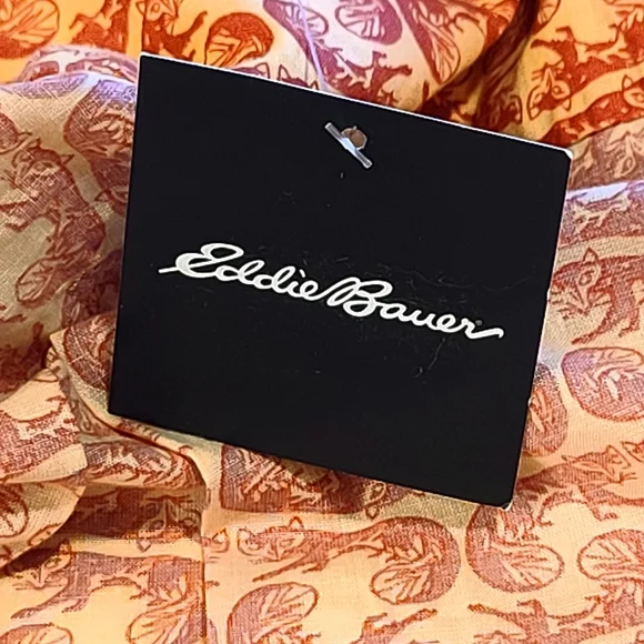 NWT - Eddie Bauer Mens Classic Short Sleeve Baja Shirt – Fox Print – Size M - Picture 13 of 16